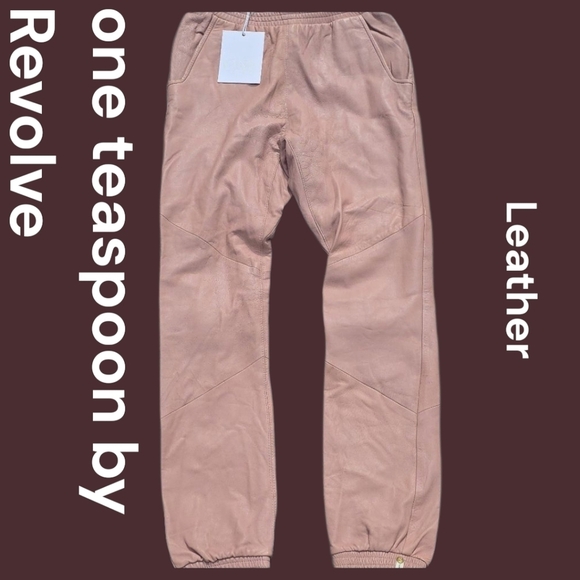 REVOLVE Pink Leather Jogger Pants. Size Small - Picture 1 of 6